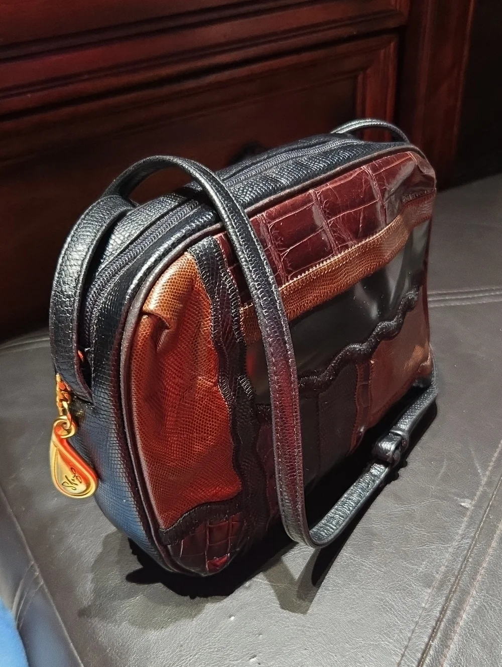 Sharif ~ Multi Colored Black Patchwork Crossbody Bag
